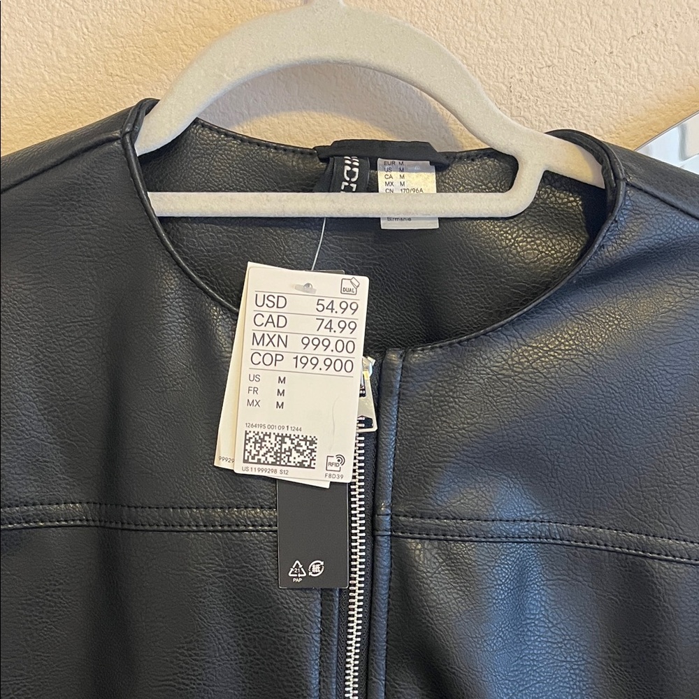 H&M Vegan Leather Biker Jacket - Picture 3 of 9